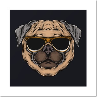 Cool Pug Hipster Puppy Dog Lovers Gift Posters and Art